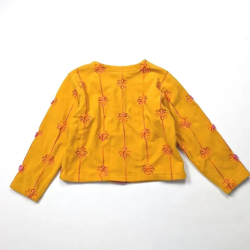 Florence Eiseman Jacket Girls Size 12 Yellow Fleece Embroidered